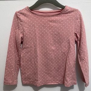 H&M 3-4T long sleeve tee pink with white polka dots
